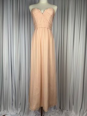 AMSALE 100% Silk Strapless Sweetheart A-Line Gown in Blush - Size 4